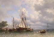 Antonie Waldorp Sailing ships in the harbor oil on canvas